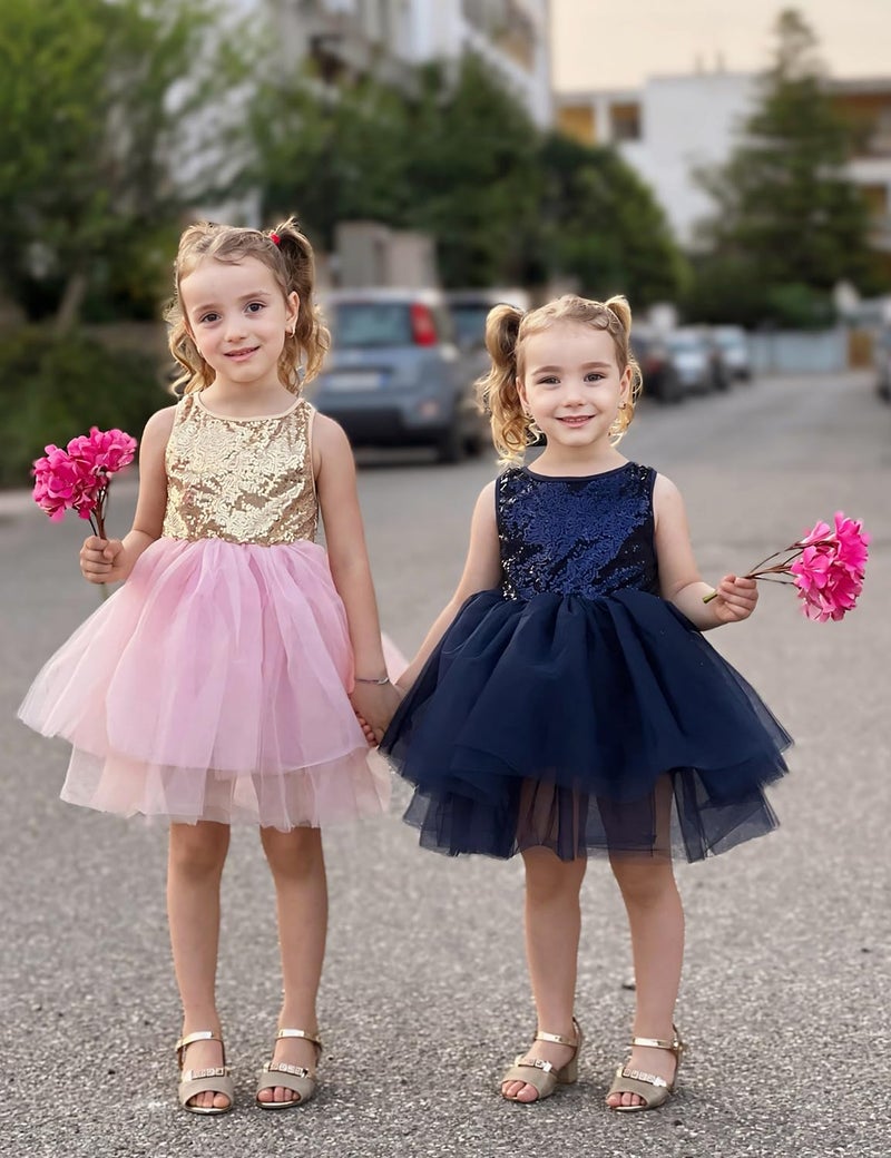 AGQT Baby Girls Birthday Tutu Dress Sequin Tulle Soft Lined Formal Princess Dresses for Party Wedding Pink 12-18 Months - Image 5